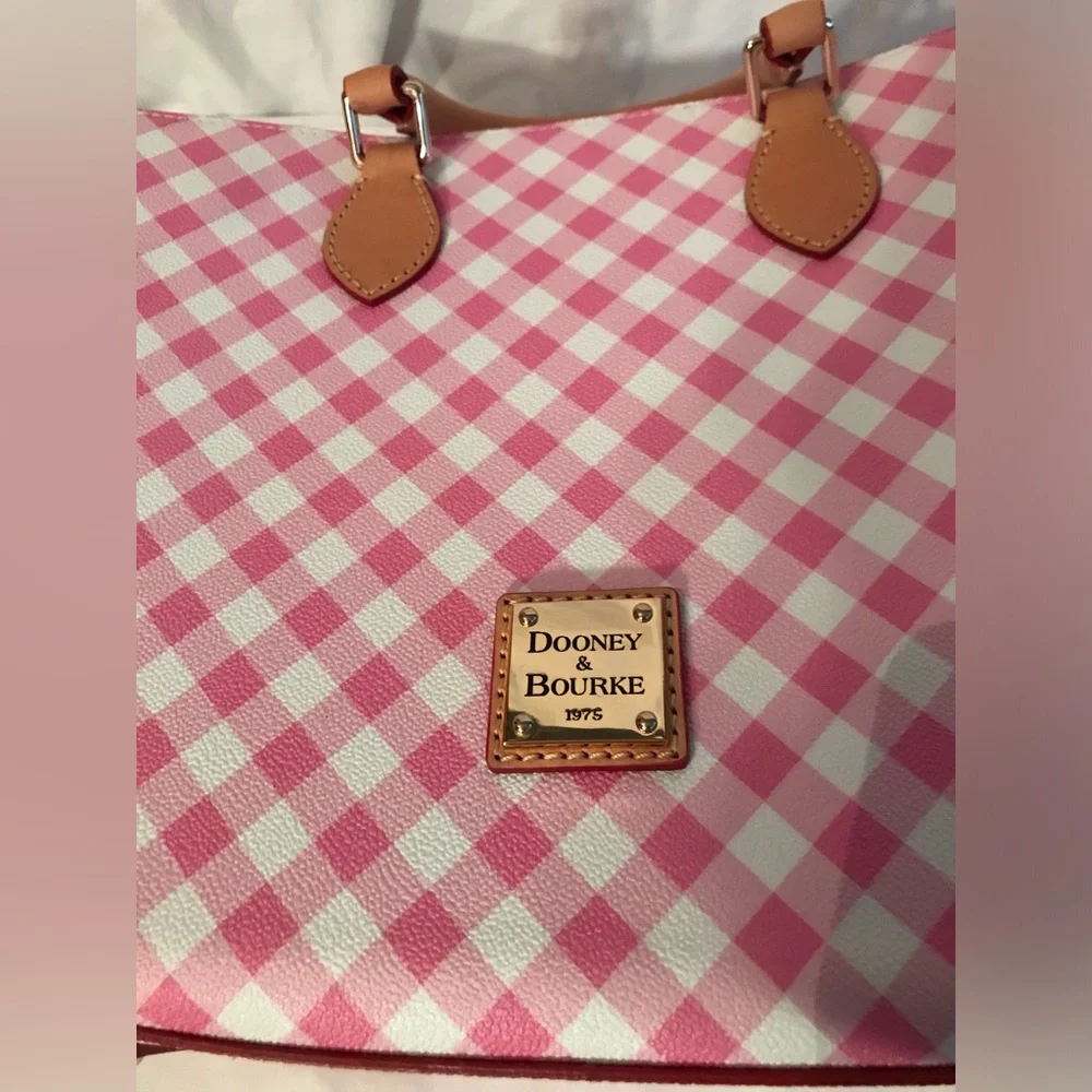 Dooney & Bourke Gingham II Janine Pink and White satchel Crossbody Bag - Picture 11 of 11